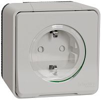 Розетка накладная с заземлением Schneider Electric Mureva Styl 1-м. крышка шторки IP55 белый картинка